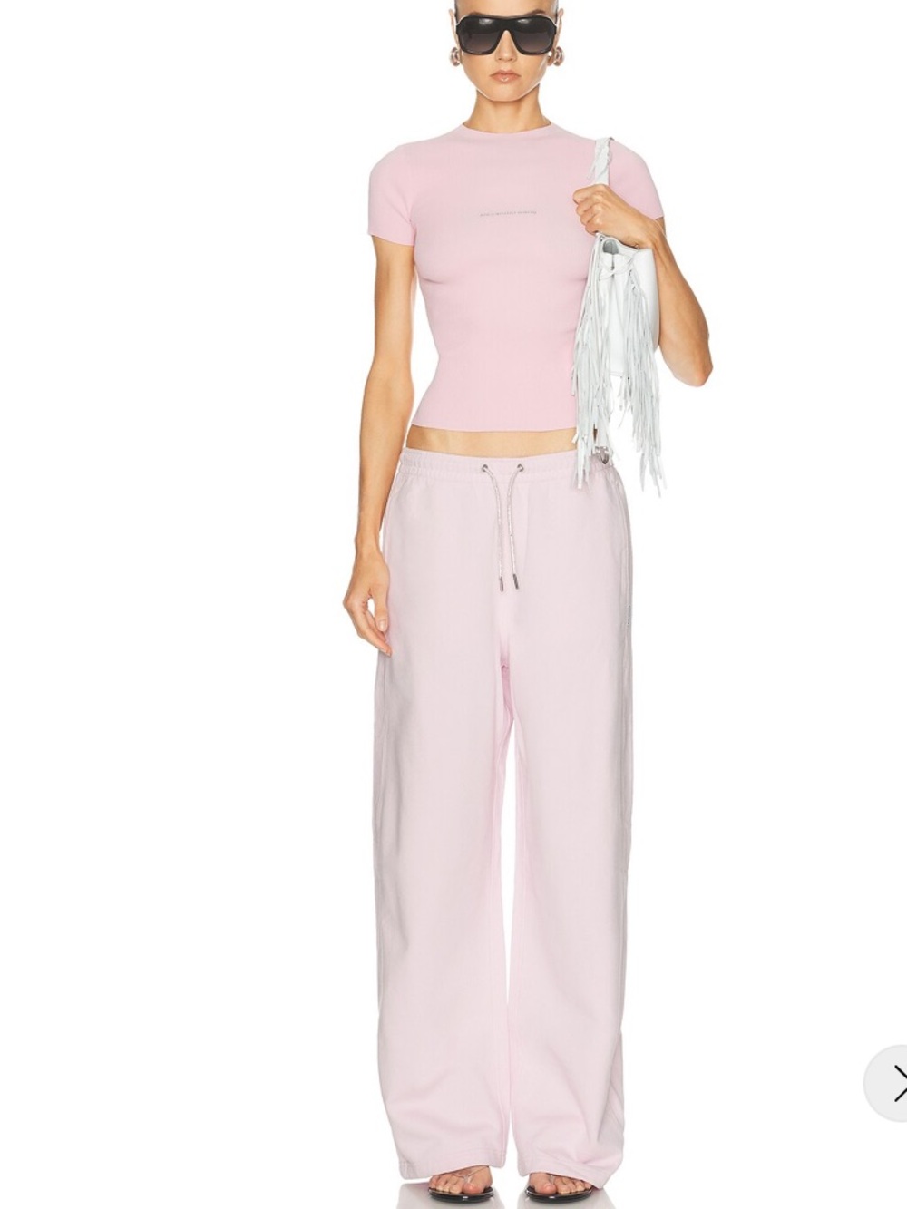 Alexander Wang Pale Pink Wide-Leg Drawstring Pants
